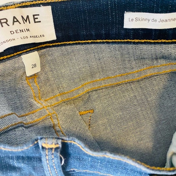 Frame Denim Le Skinny de Jeanne Crop Raw-Edge Jean Busted Knee Faded Thorpe 28 - Picture 7 of 13
